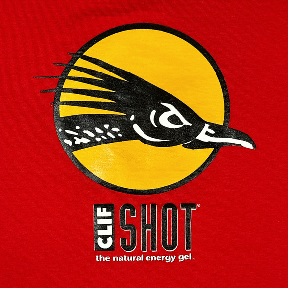 Vintage Clif Bar Shirt Adult MEDIUM Red Natural Energy Gel Promo Fitness 90s - Picture 4 of 7